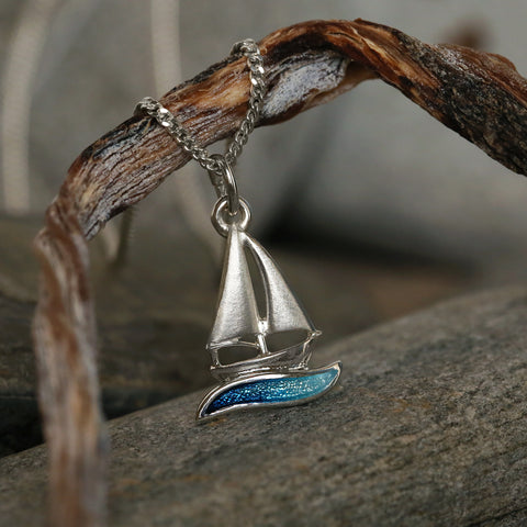 Orkney Yole Petite Pendant in Tempest Enamel by Sheila Fleet Jewellery