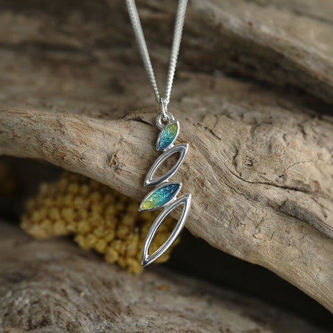 Seasons Silver Small Pendant Necklace in Summer Enamel by Sheila Fleet Jewellery