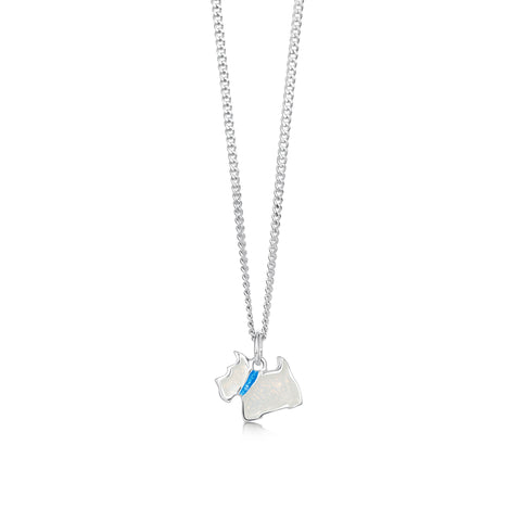 Scottie Dog Small Pendant in Alba White Enamel by Sheila Fleet Jewellery