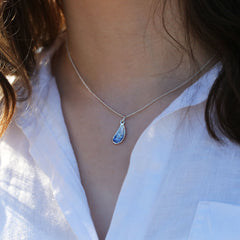 Mussel Petite Pendant in Mussel Blue Enamel by Sheila Fleet Jewellery