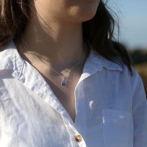 Mussel Petite Pendant in Mussel Blue Enamel by Sheila Fleet Jewellery