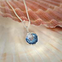 Scallop Petite Pendant in Scallop Blue Enamel by Sheila Fleet Jewellery