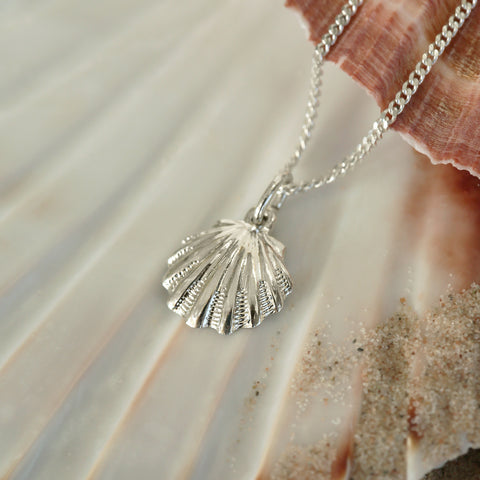 Scallop Petite Pendant in Scallop Blue Enamel by Sheila Fleet Jewellery