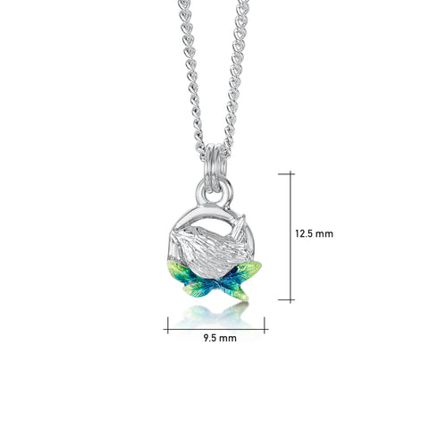 Wren Silver Small Pendant in Spring Enamel by Sheila Fleet Jewell