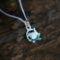 Wren Silver Small Pendant in Spring Enamel by Sheila Fleet Jewellery