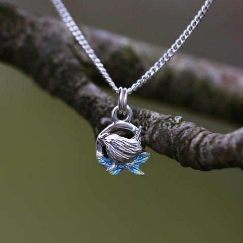 Wren Silver Small Pendant in Summer Enamel by Sheila Fleet Jewellery