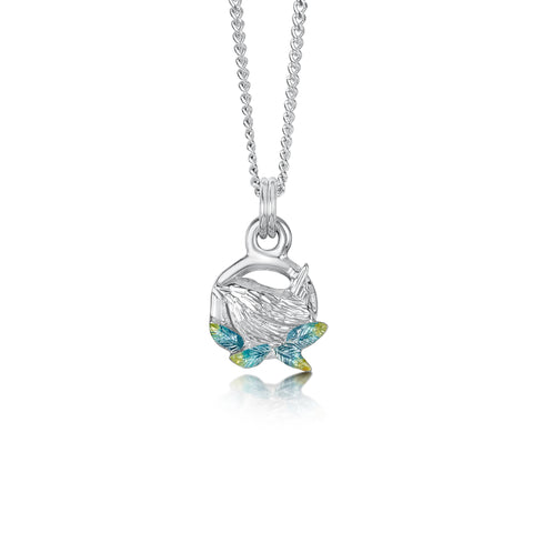 Wren Silver Small Pendant in Summer Enamel by Sheila Fleet Jewellery