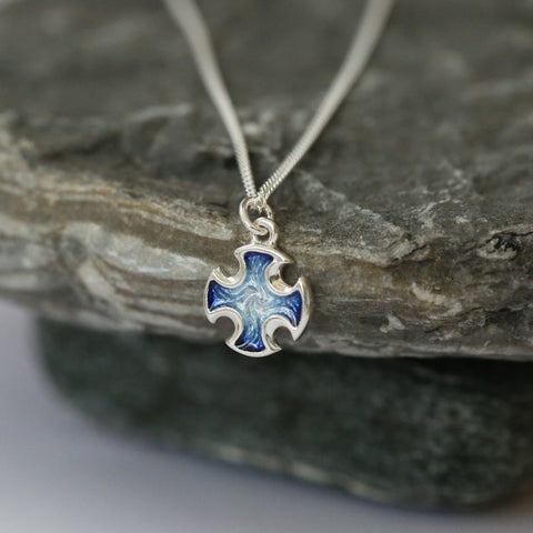 Sinclair Cross Small Pendant in Jarl Blue Enamel by Sheila Fleet Jewellery