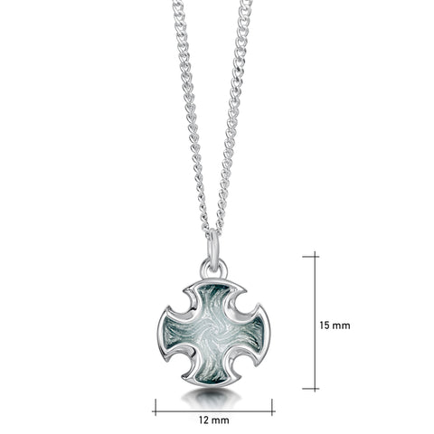 Sinclair Cross Small Pendant in Moss Grey Enamel by Sheila Fleet Jewellery