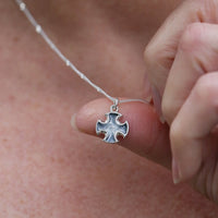 Sinclair Cross Small Pendant in Silver Grey Enamel by Sheila Fleet Jewellery