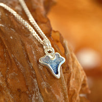Sea Moss Petite Heart Pendant in Sea Blue Enamel by Sheila Fleet Jewellery