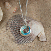 Atlantic Breaker Petite Pendant in Shallows Enamel by Sheila Fleet Jewellery