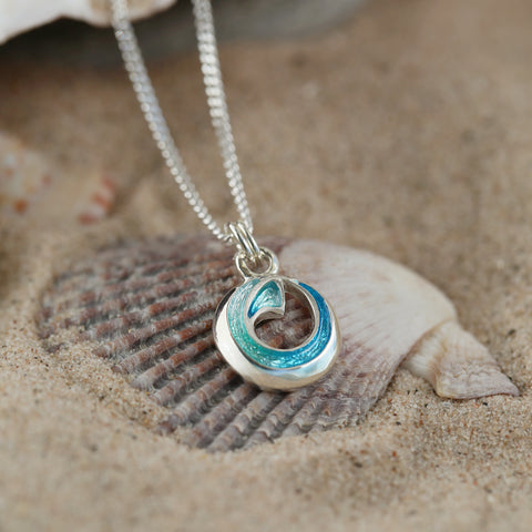 Atlantic Breaker Petite Pendant in Shallows Enamel by Sheila Fleet Jewellery