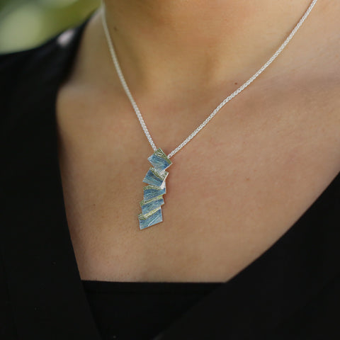 Flagstone Pendant Necklace in Slate Enamel by Sheila Fleet Jewellery
