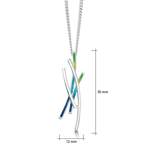 Wild Grasses Pendant Necklace in Meadow Enamel by Sheila Fleet Jewellery