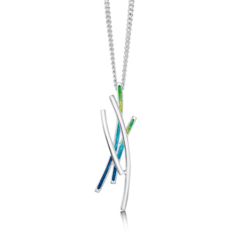 Wild Grasses Pendant Necklace in Meadow Enamel by Sheila Fleet Jewellery