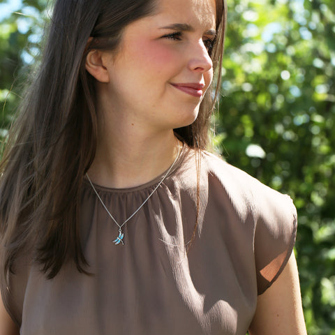 Dragonfly Enamelled Pendant Necklace in Sterling Silver by Sheila Fleet Jewellery