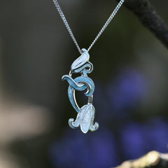 Bluebell Pendant Necklace in Whitebell Enamel by Sheila Fleet Jewellery