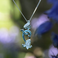 Bluebell Pendant Necklace in Whitebell Enamel by Sheila Fleet Jewellery