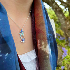 Bluebell Enamel Pendant Necklace in Sterling Silver