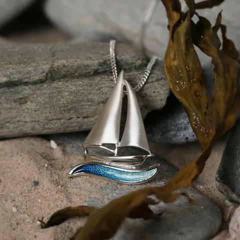 Orkney Yole Pendant in Tempest Enamel by Sheila Fleet Jewellery