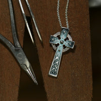 Iona Cross Enamelled Pendant Necklace in Sterling Silver by Sheila Fleet Jewellery