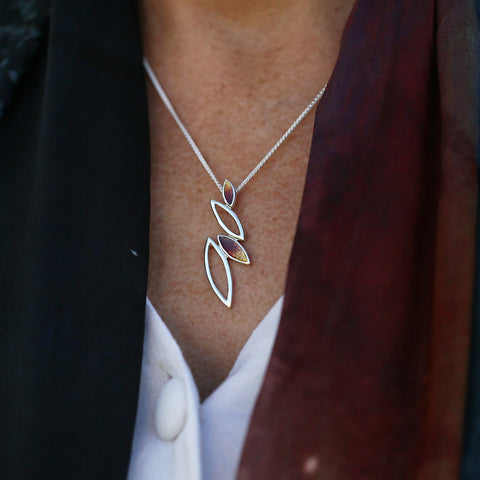 Seasons Silver Pendant Necklace in Autumn Enamel by Sheila Fleet Jewellery