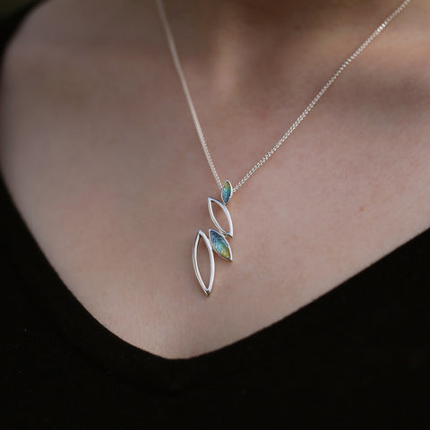 Seasons Silver Pendant Necklace in Summer Enamel by Sheila Fleet Jewellery