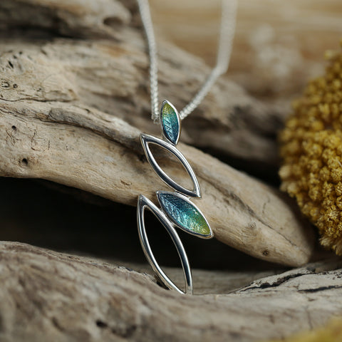 Seasons Silver Pendant Necklace in Summer Enamel by Sheila Fleet Jewellery