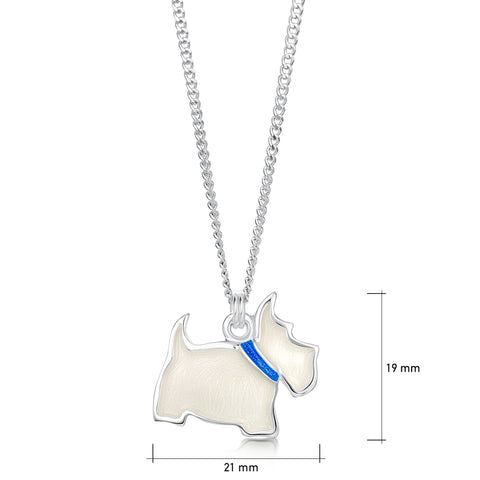 Scottie Dog Pendant in Alba White Enamel by Sheila Fleet Jewellery