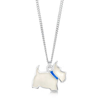 Scottie Dog Pendant in Alba White Enamel by Sheila Fleet Jewellery
