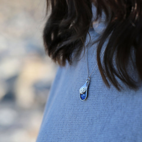 Mussel 2-Part Small Pendant in Mussel Blue Enamel by Sheila Fleet Jewellery