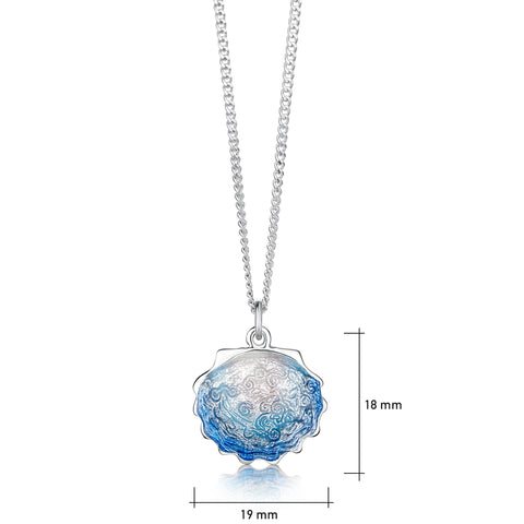 Scallop Small Pendant in Scallop Blue Enamel by Sheila Fleet Jewellery