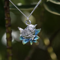 Wren Silver Pendant in Summer Enamel by Sheila Fleet Jewellery