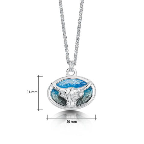 Highland Cow Small Pendant in Daylight Enamel by Sheila Fleet Jewellery