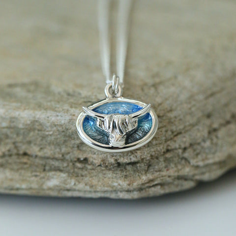 Highland Cow Small Pendant in Daylight Enamel by Sheila Fleet Jewellery