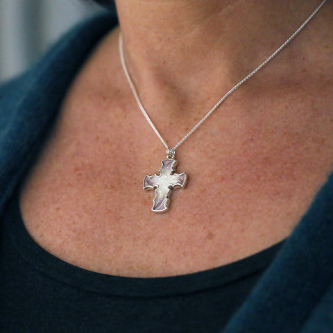 Sinclair Cross Pendant in Champagne Enamel by Sheila Fleet Jewellery