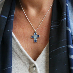 Sinclair Cross Pendant in Jarl Blue Enamel by Sheila Fleet Jewellery