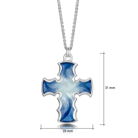 Sinclair Cross Pendant in Jarl Blue Enamel by Sheila Fleet Jewellery