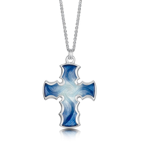 Sinclair Cross Pendant in Jarl Blue Enamel by Sheila Fleet Jewellery