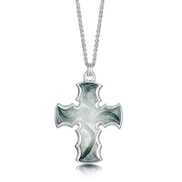 Sinclair Cross Pendant in Moss Grey Enamel by Sheila Fleet Jewellery