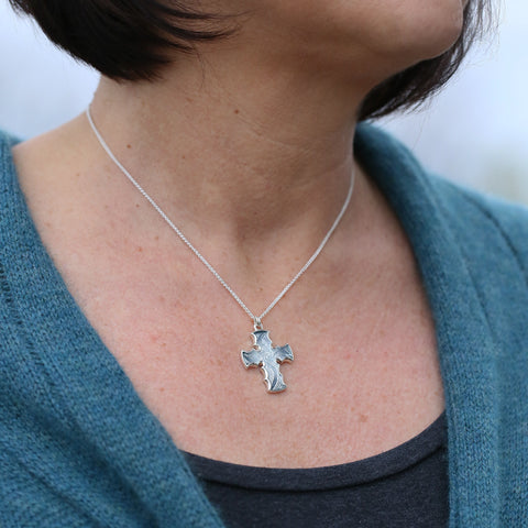 Sinclair Cross Pendant in Silver Grey Enamel by Sheila Fleet Jewellery