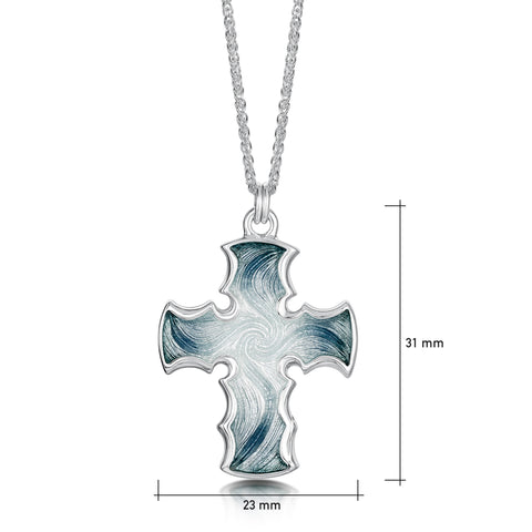 Sinclair Cross Pendant in Silver Grey Enamel by Sheila Fleet Jewellery