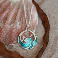 Pentland Pendant Necklace in Sea Green Enamel by Sheila Fleet Jewellery