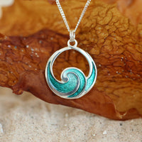 Pentland Pendant Necklace in Sea Green Enamel by Sheila Fleet Jewellery