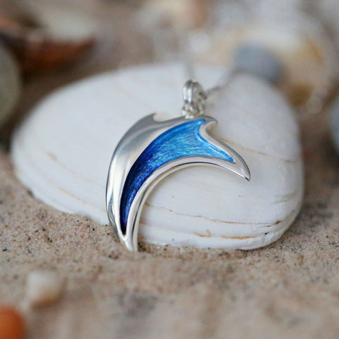 New Wave Small Silver Pendant in Pentland Enamel by Sheila Fleet Jewellery