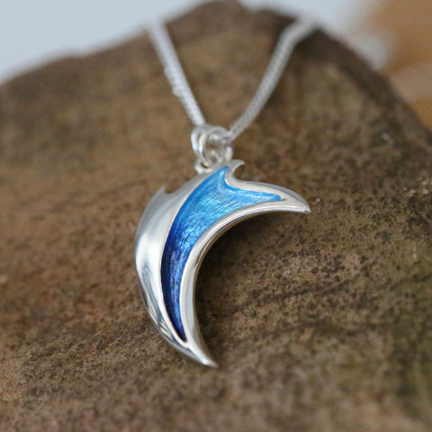 New Wave Small Silver Pendant in Pentland Enamel by Sheila Fleet Jewellery
