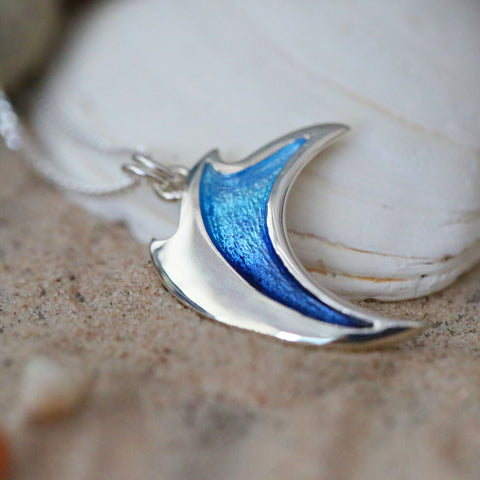 New Wave Small Silver Pendant in Pentland Enamel by Sheila Fleet Jewellery