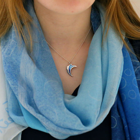 New Wave Small Silver Pendant in Pentland Enamel by Sheila Fleet Jewellery