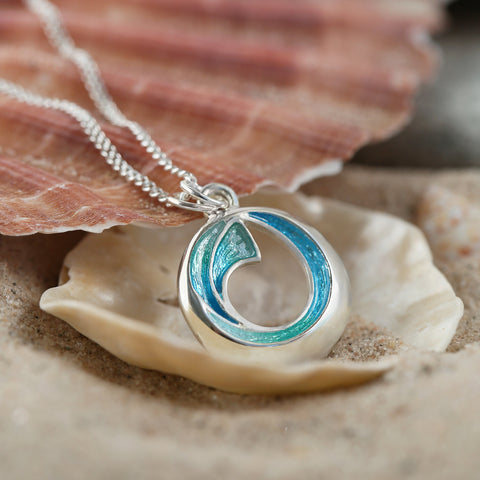 Atlantic Breaker Small Pendant in Shallows Enamel by Sheila Fleet Jewellery